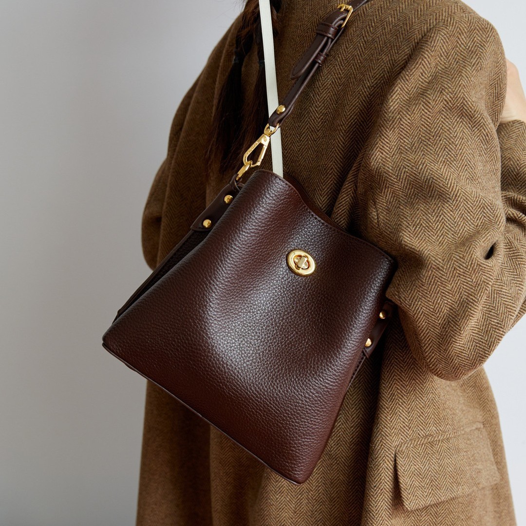 Luxury Bags 2026 - ファッションPUレザー女性用ハンドバッグ 大容量 ファッション女性用バケットショルダーバッグ エレガントなレディースメッセンジャーバッグ バーガンディトートバッグ