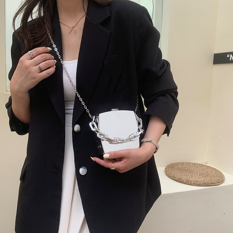 Luxury Bags For Women - 女性のためのゴールデンミニイブニングクラッチ,小さなPVCボックス,ショルダーストラップ,更新,ショッピングバッグ