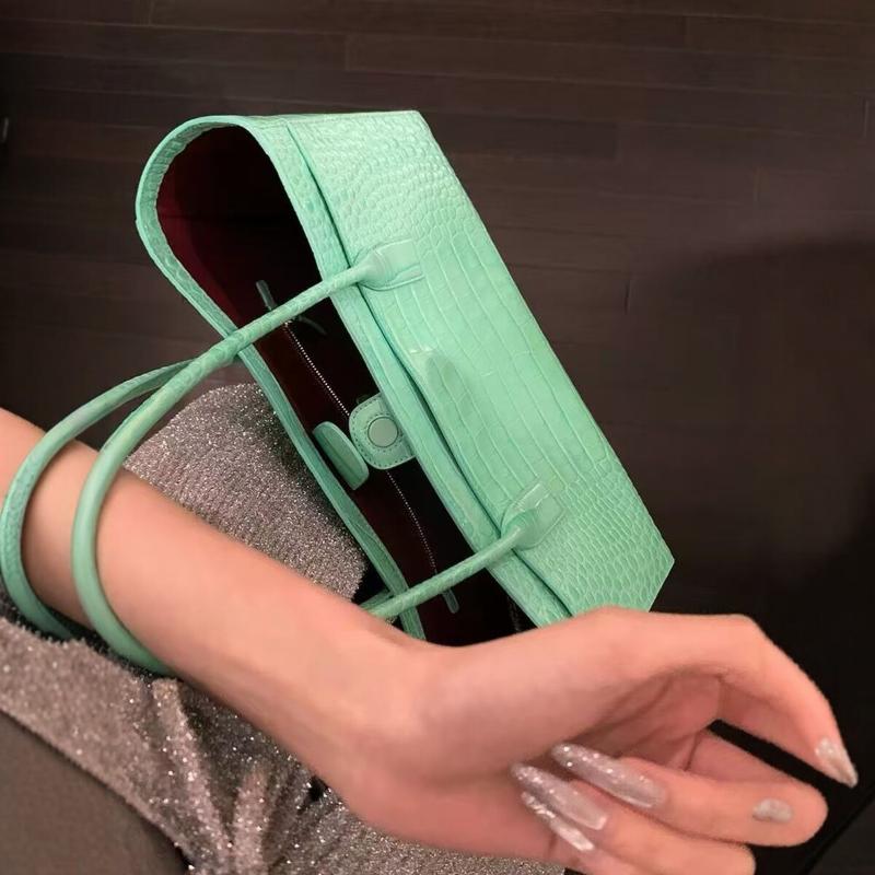 Luxury Bags Green - 高級クロコダイルプリントレザーバッグ、ヴィンテージグリーン大容量ハンドバッグ、磁気バックルクラッチカジュアルエレガント通勤用財布