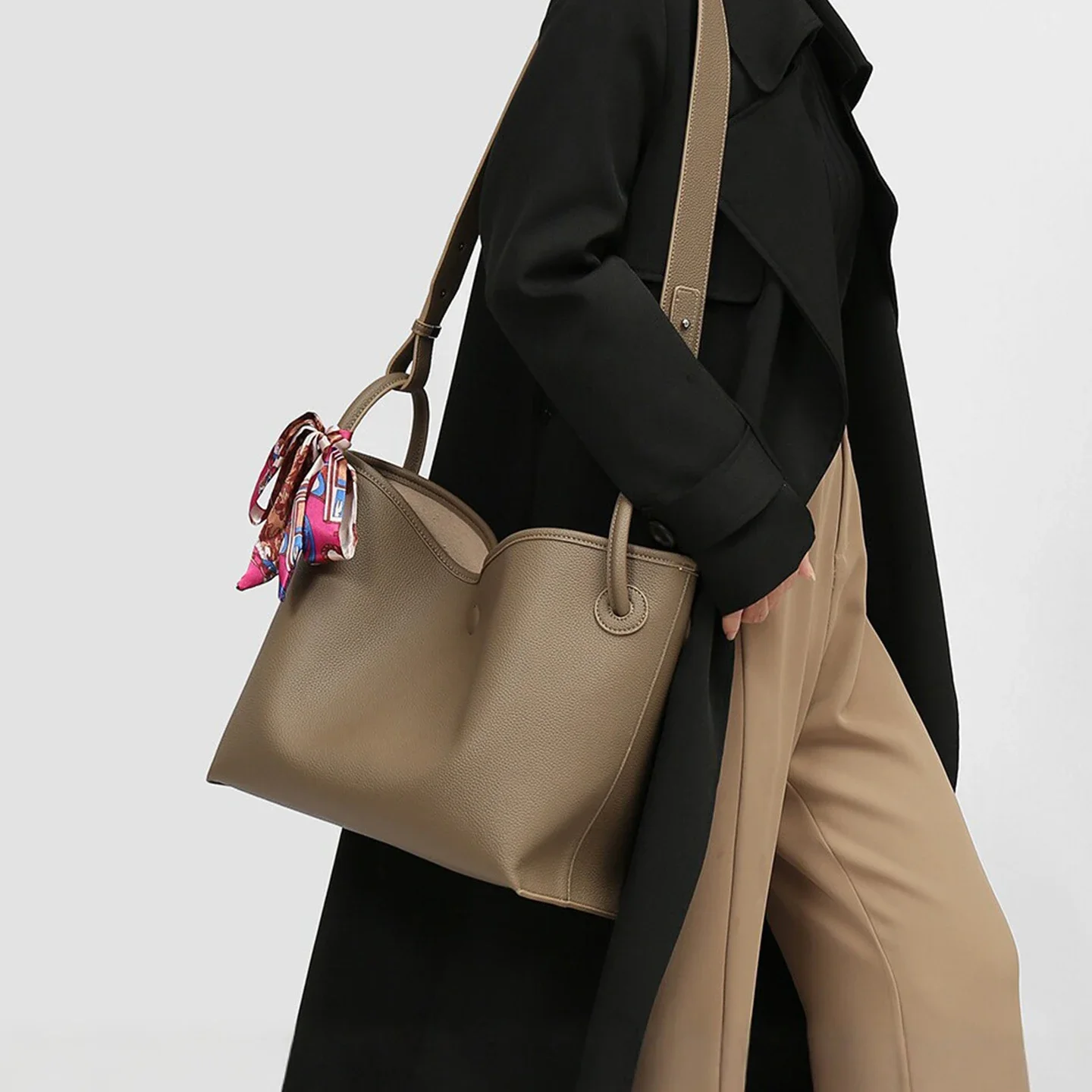 Luxury Bags For Women - ライトラグジュアリー ハイエンド レディース トートバッグ PUレザー ソリッドカラー