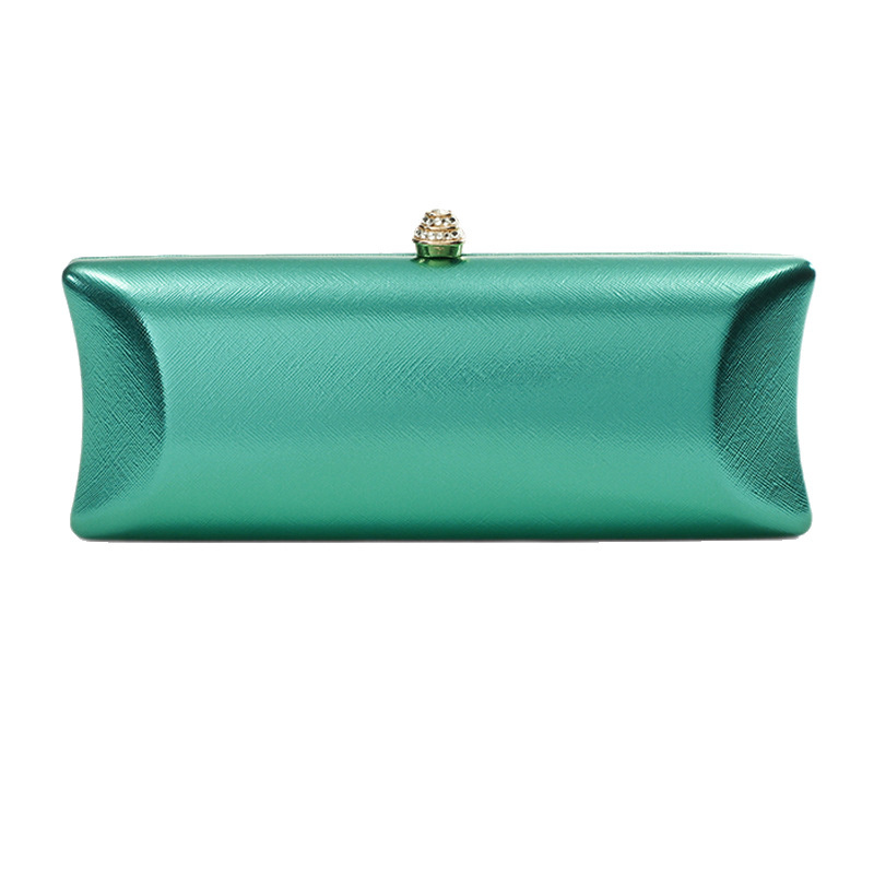 Luxury Bags Green - クラシックなロングボックスイブニングバッグ レディース 高級グリーンウェディングバッグ 多用途ピュアカラーピロークラッチバッグ クロスボディチェーン付き