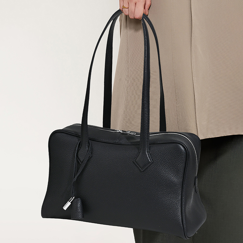 Luxury Bags With Silver Hardware - 2026 春の高級ブランド本革女性バッグ牛革カジュアルトートバッグ女性ハンドバッグファッションシルバーロックショルダーバッグ女性