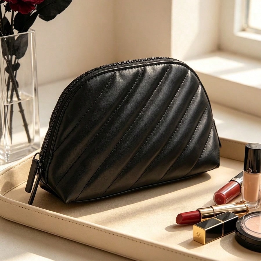 Luxury Designer Bags Ysl - YSLのバッグ ブラックキルティングレザーシェルコスメティックバッグ、取り外し可能なDIYチェーンハンドクロスボディミニポーチ、防水耐摩耗性TR