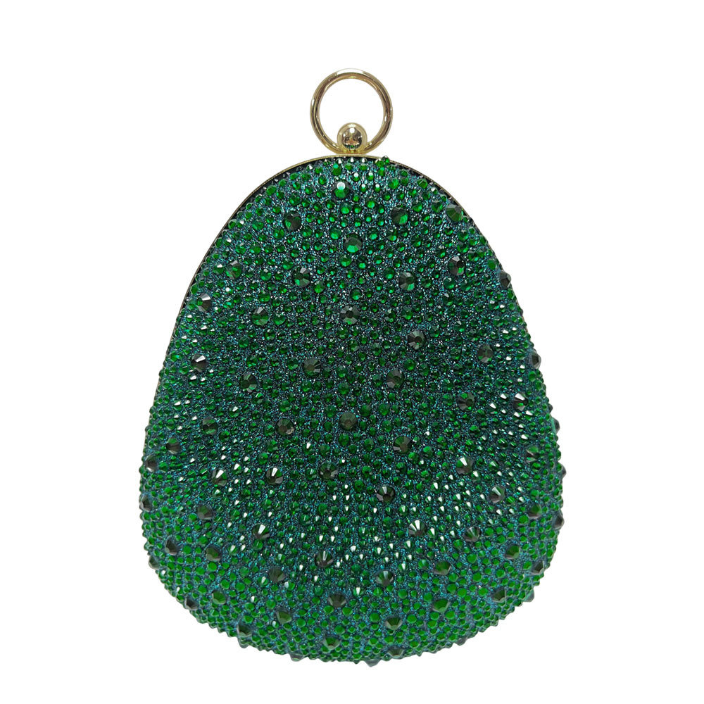 エメラルドグリーンのフルラインストーンティアドロップクラッチ - Luxury Bags Green のレビューと価格