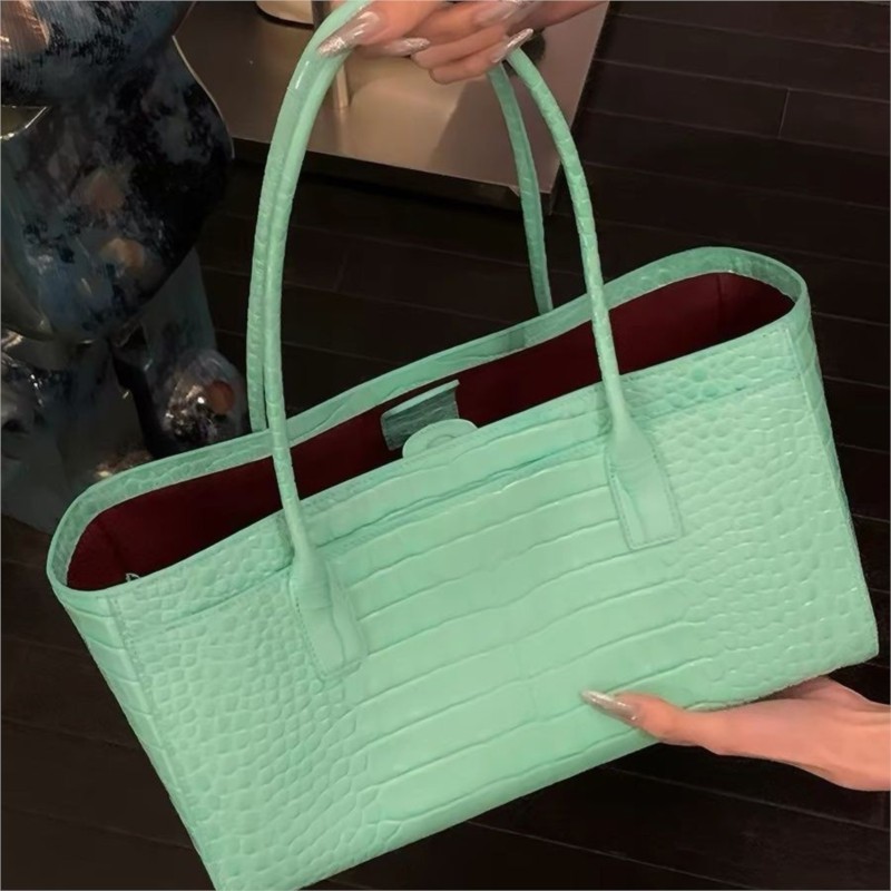ヴィンテージグリーントートバッグ女性フェイククロコダイルレザ - Luxury Bags Green のレビューと価格