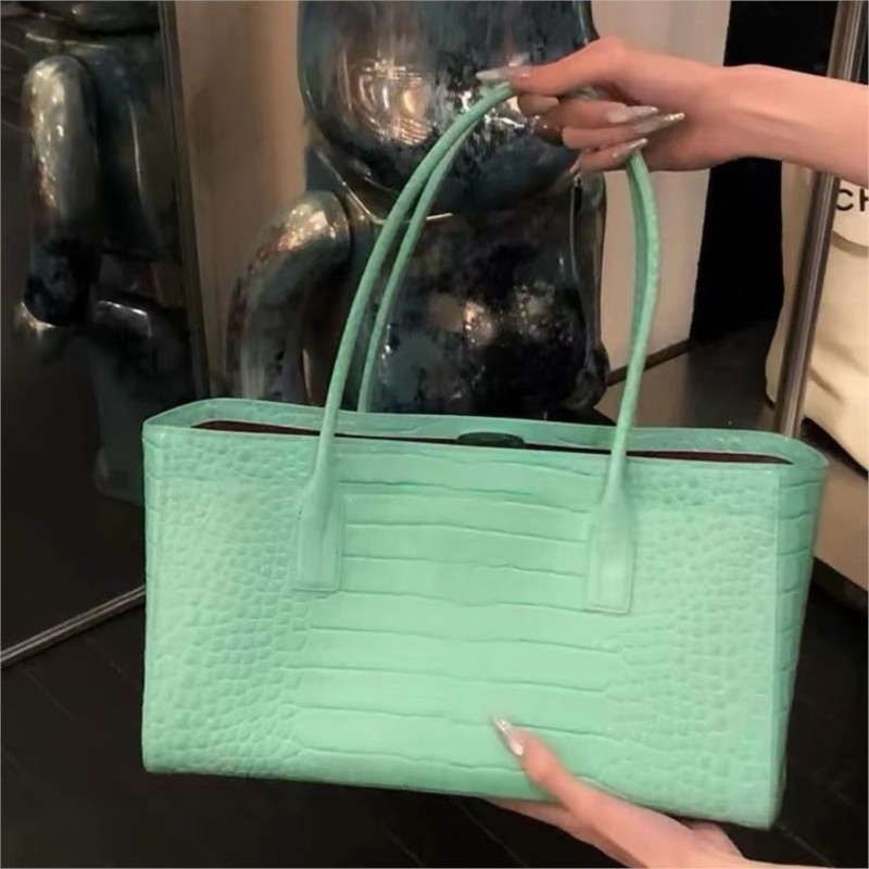 ヴィンテージグリーントートバッグ女性フェイククロコダイルレザ - Luxury Bags Green のレビューと価格