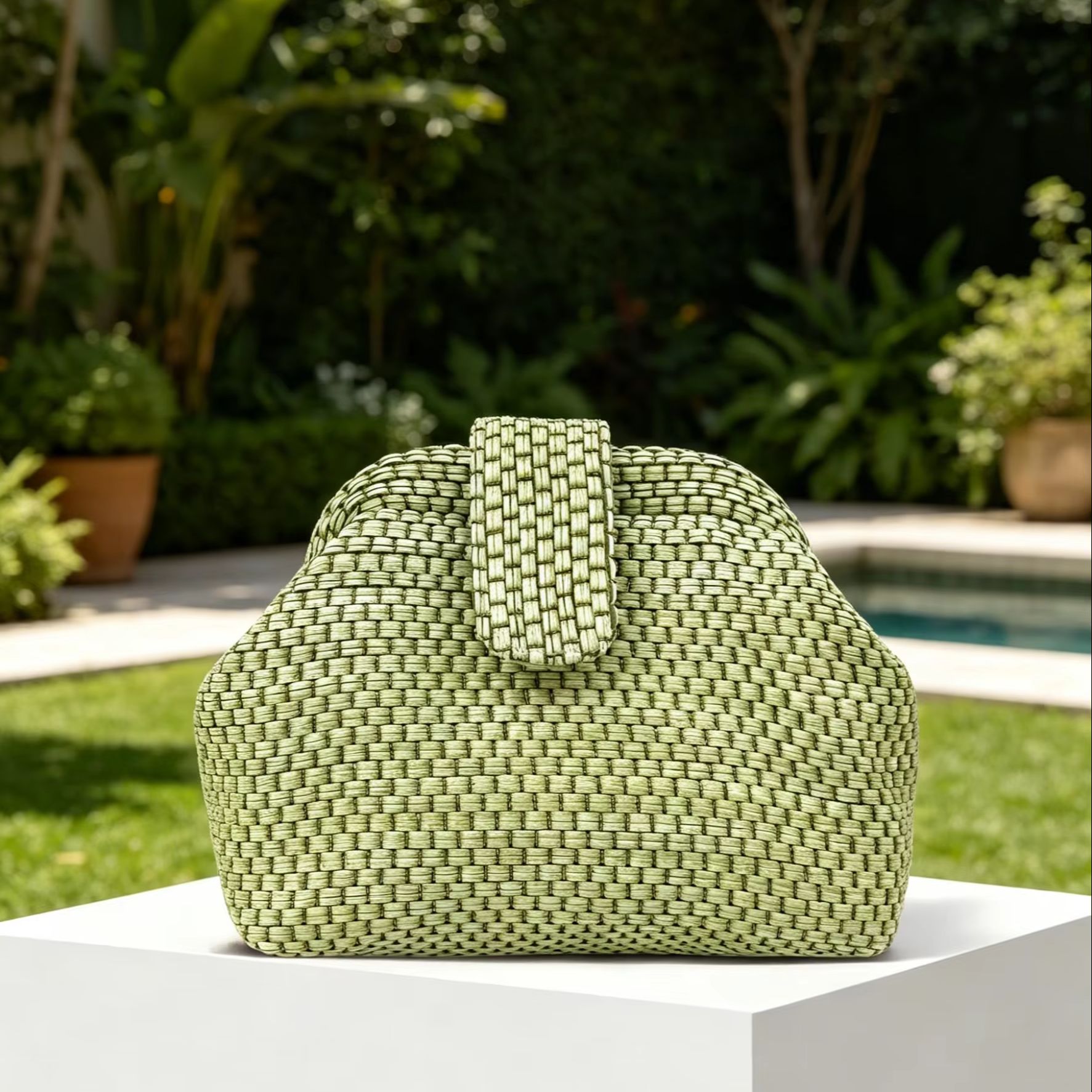 フレンチスタイルの軽量高級手織りハードシェルライトグリーンク - Luxury Bags Green のレビューと価格