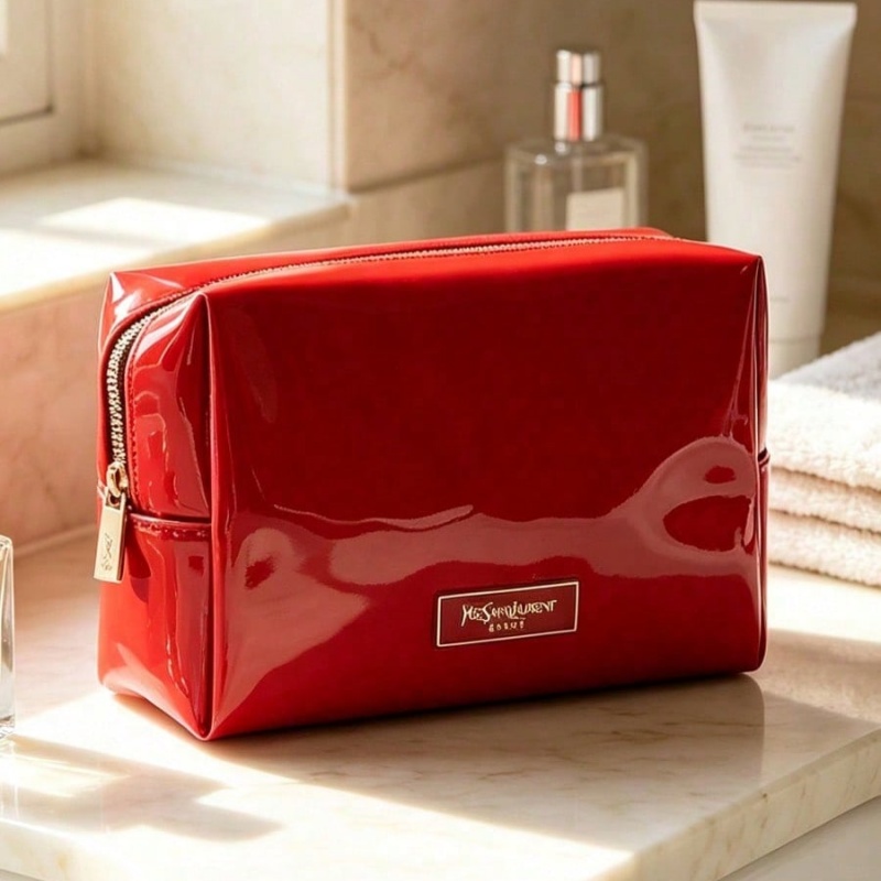 YSL BEAUTE レッドフェイクレザーメイクアップバッグ - Luxury Bags Ysl のレビューと価格
