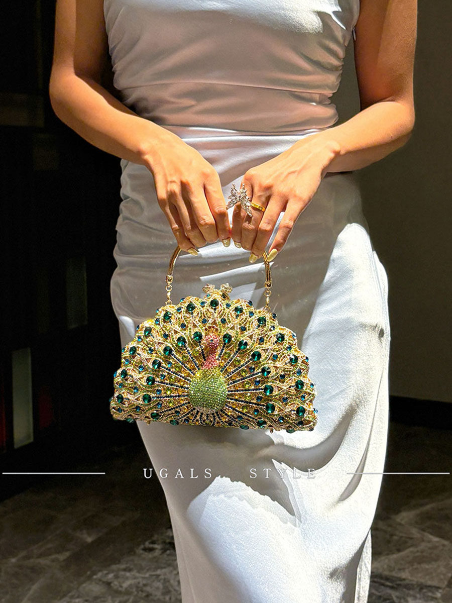 女性の手頃な価格の高級ファッションダイヤモンド光沢のある孔雀 - Luxury Bags Affordable のレビューと価格