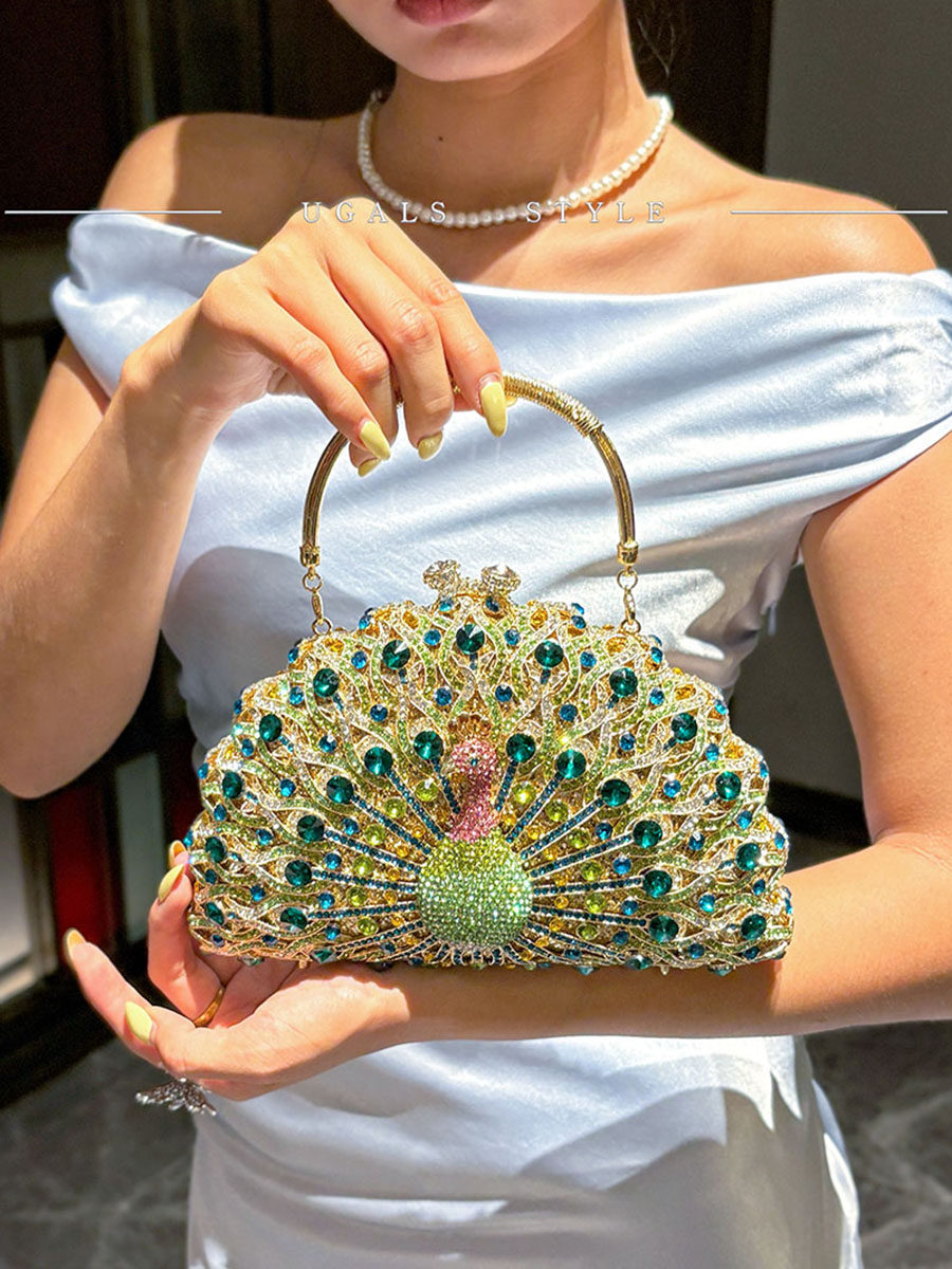 女性の手頃な価格の高級ファッションダイヤモンド光沢のある孔雀 - Luxury Bags Affordable のレビューと価格