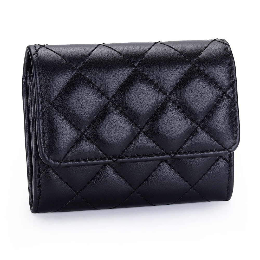 羊革キルティングカードホルダー レディース 二つ折りレザー  - Luxury Bags Name For Women のレビューと価格